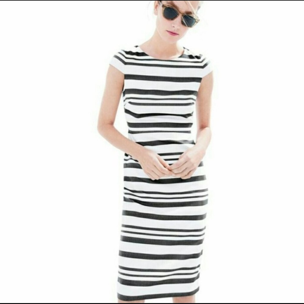 J Crew Suiting Navy and Cream Striped Dress